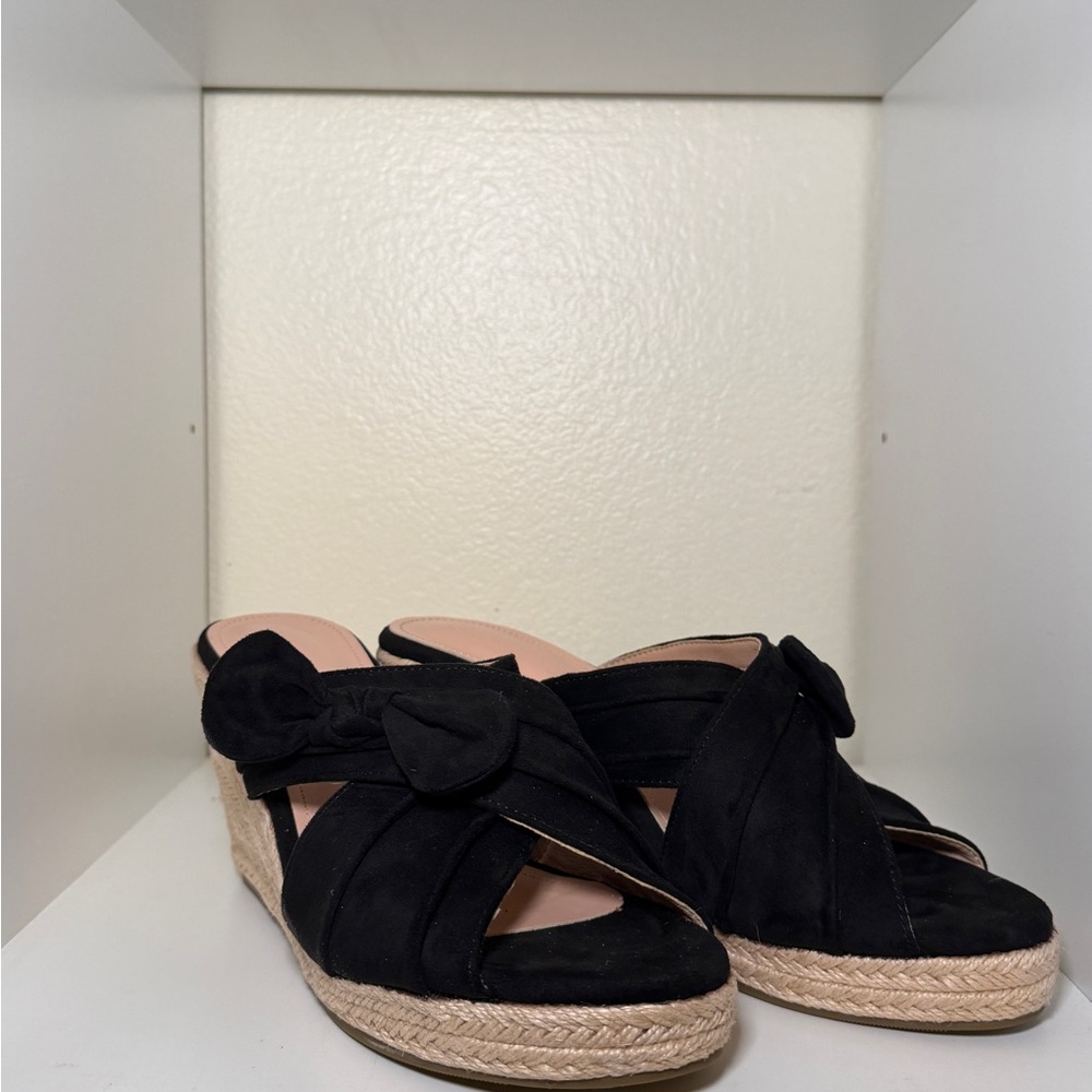 Fashare Elegant Black Wedge Sandals Never Worn Before Sz 9.5